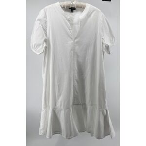 J. Crew White Midi Dress LT Cotton Short Sleeve Flowy Casual Minimalist Resort